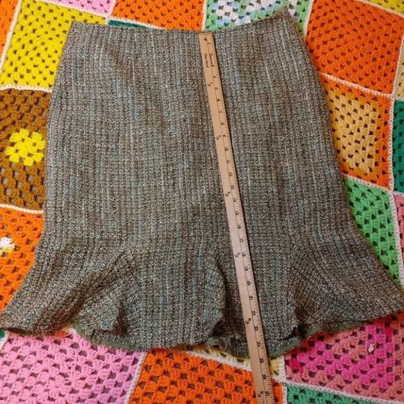 Emma James Size 16 Liz Claiborne Company Tweed Green Skirt Zipper Frill Business - Picture 8 of 9